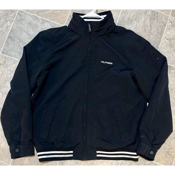 Tommy Hilfiger Mens Jacket Large Waterproof Regatta Black Yacht Sailing Sport. - Picture 1 of 10